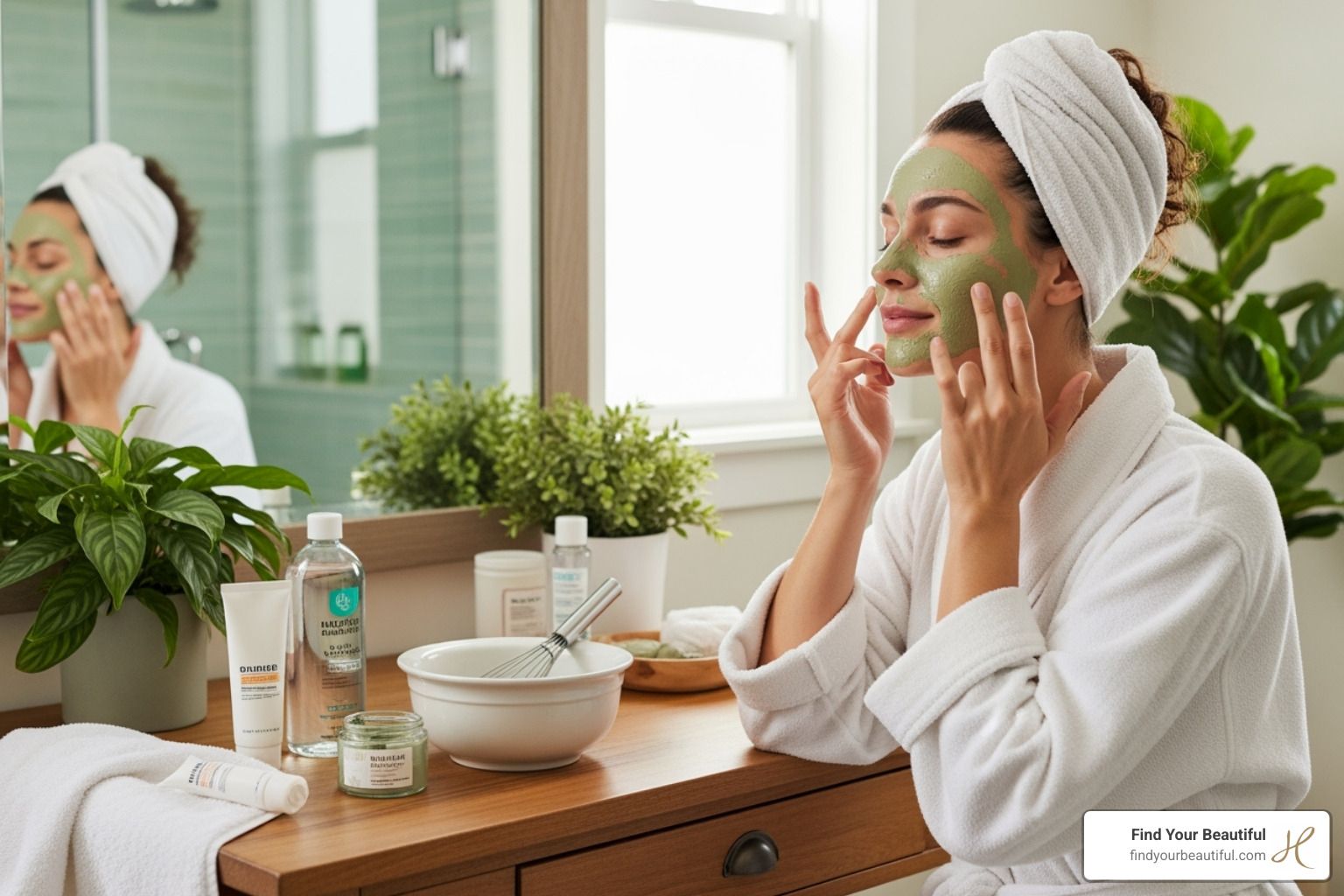 Woman relaxing with candles and tea during an evening self-care routine